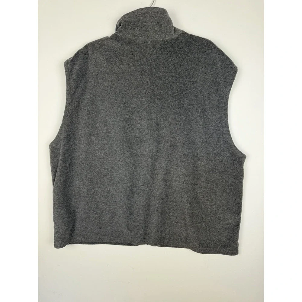 Men's Columbia‎ Dark Gray Fleece Vest Full Zip Zippered Side Pockets Size 2XL